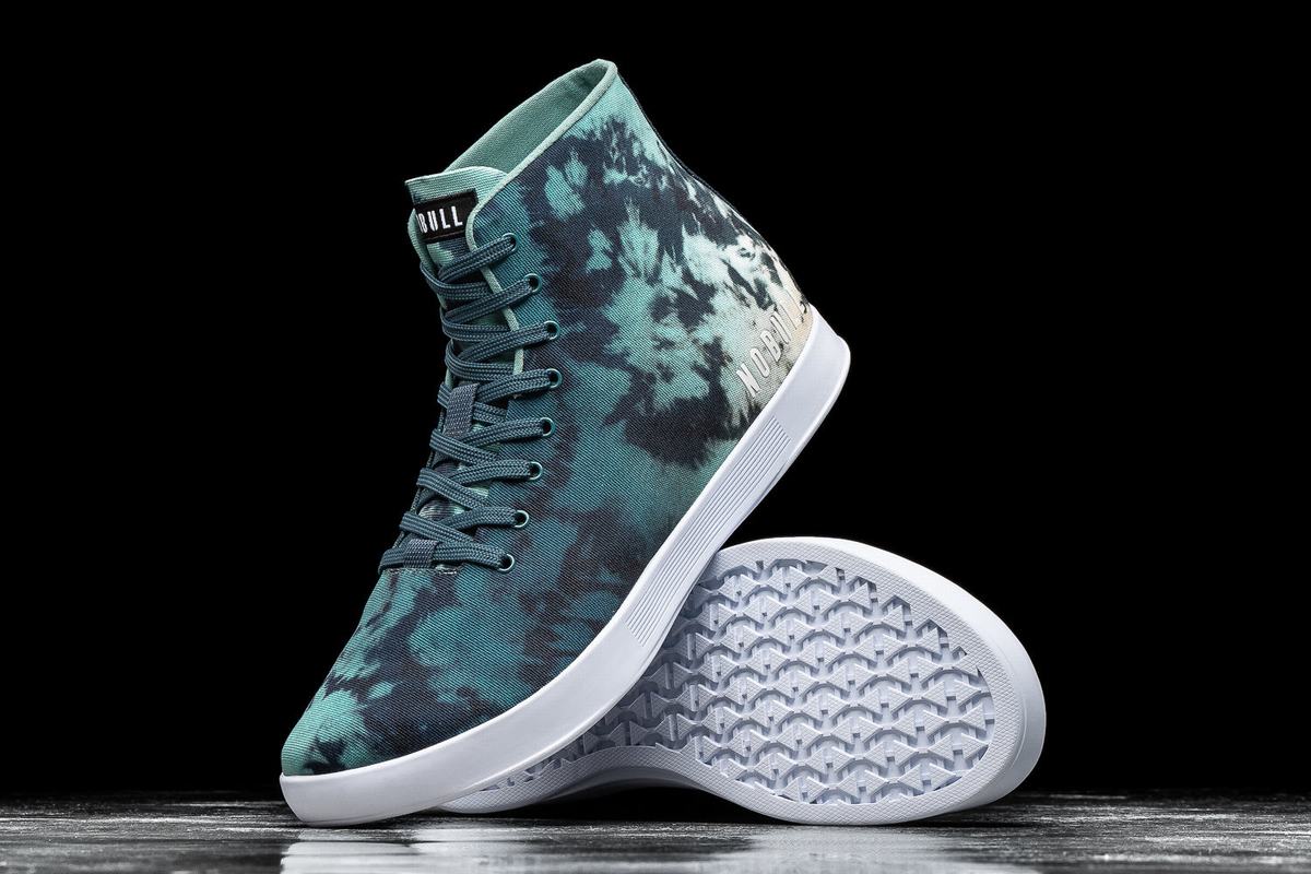 Turquoise Men's Nobull High-Top Tie-Dye Canvas Trainers | USA308529