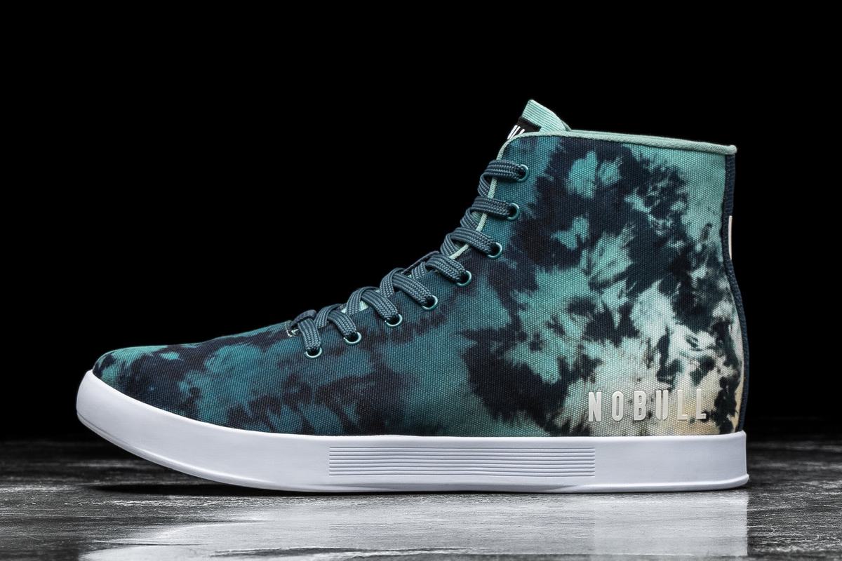 Turquoise Men\'s Nobull High-Top Tie-Dye Canvas Trainers | USA308529