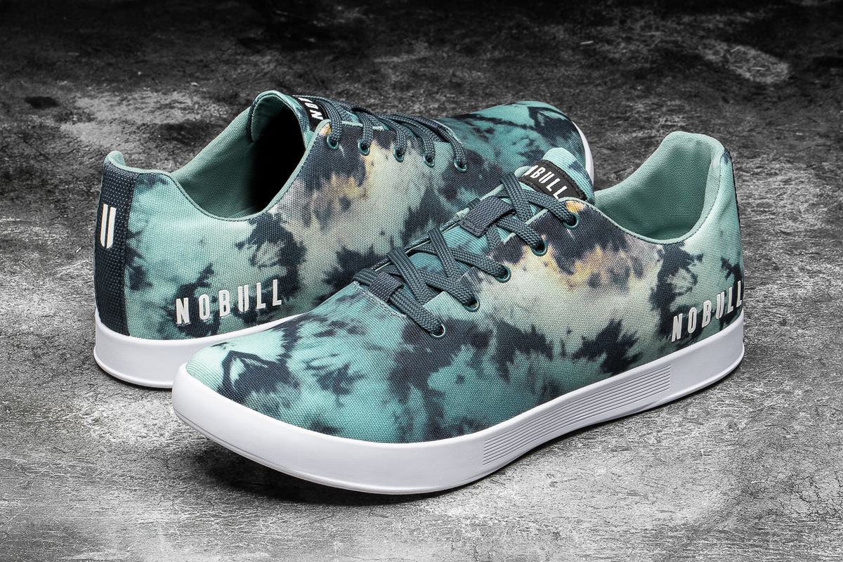 Turquoise Men's Nobull Tie-Dye Canvas Trainers | USA069154