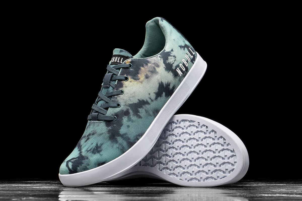 Turquoise Men's Nobull Tie-Dye Canvas Trainers | USA069154