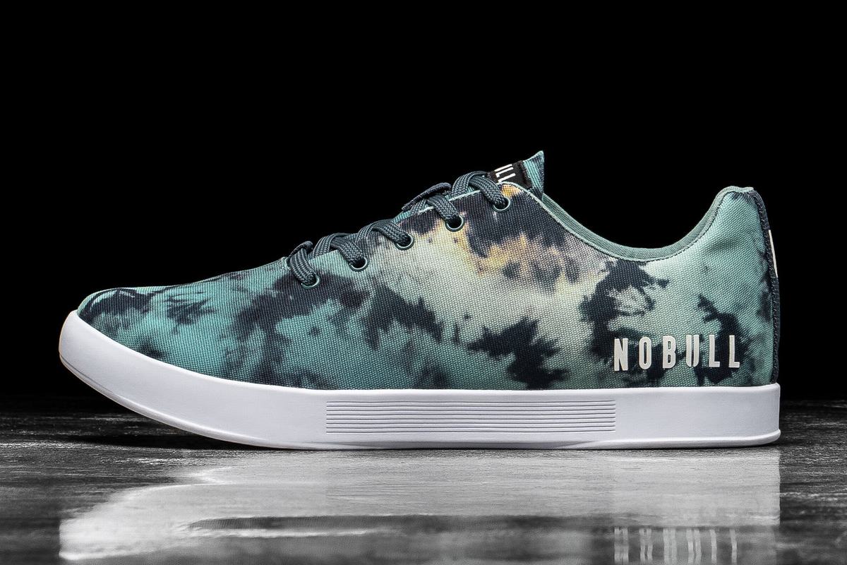 Turquoise Men\'s Nobull Tie-Dye Canvas Trainers | USA069154