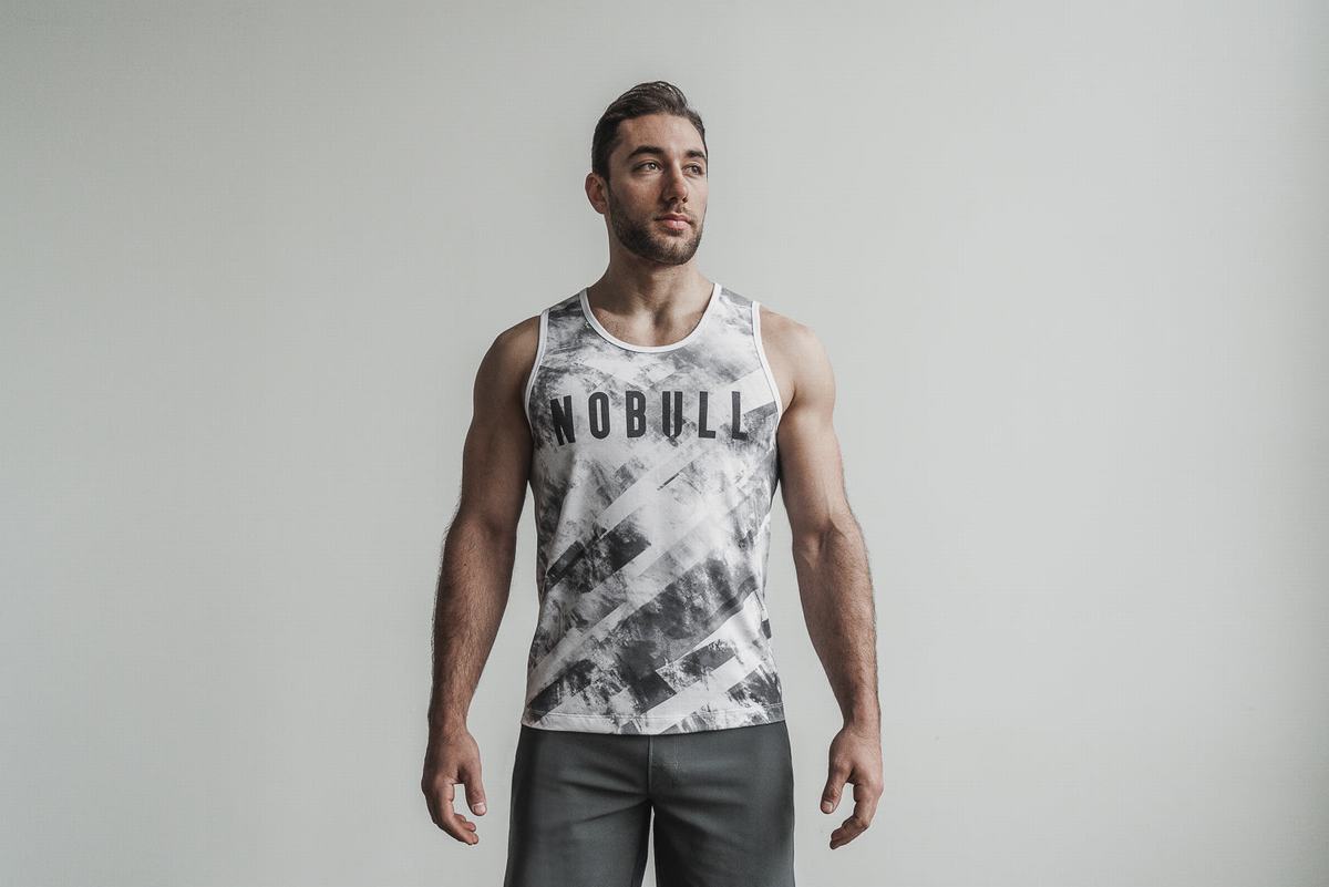 White Black Men\'s Nobull Artists For Humanity Tank Tops | USA086217