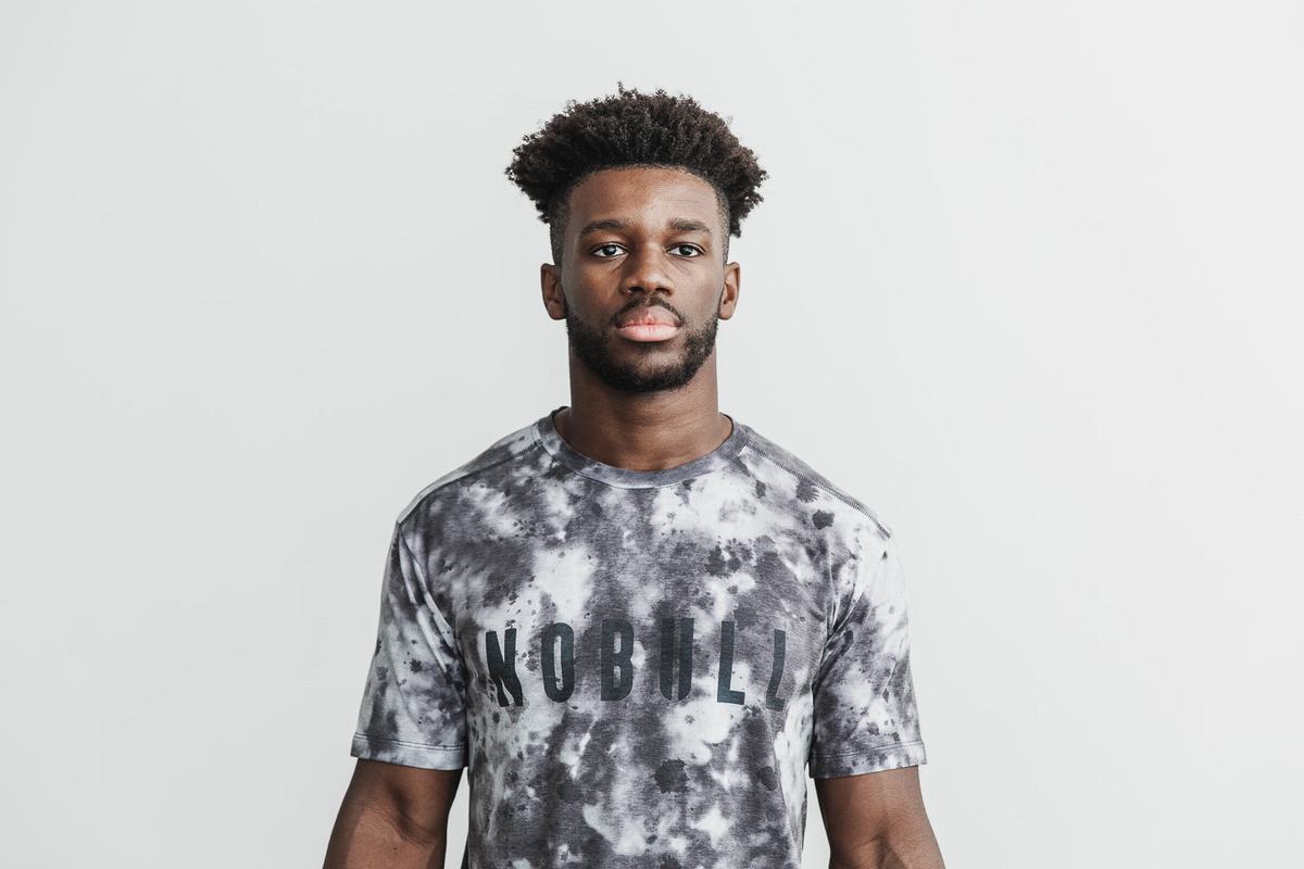 White Black Men's Nobull Dip-Dye T Shirts | USA401562