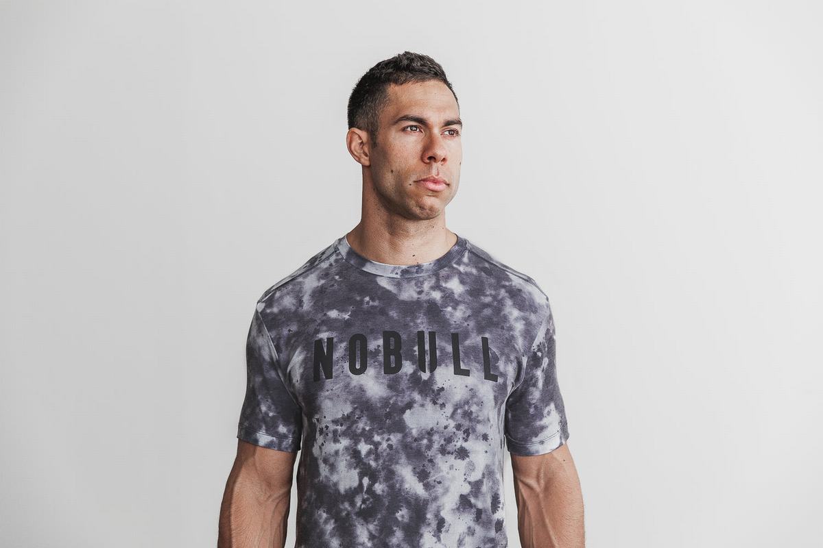 White Black Men's Nobull Tie-Dye T Shirts | USA657134