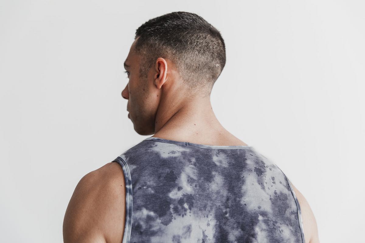 White Black Men's Nobull Tie-Dye Tank Tops | USA126098