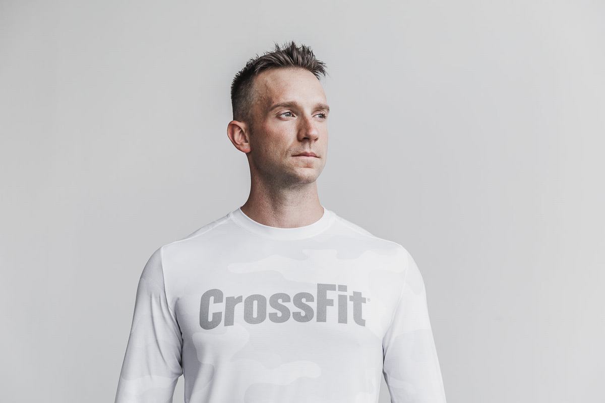 White Camo Men's Nobull Crossfit® Long Sleeves | USA680291