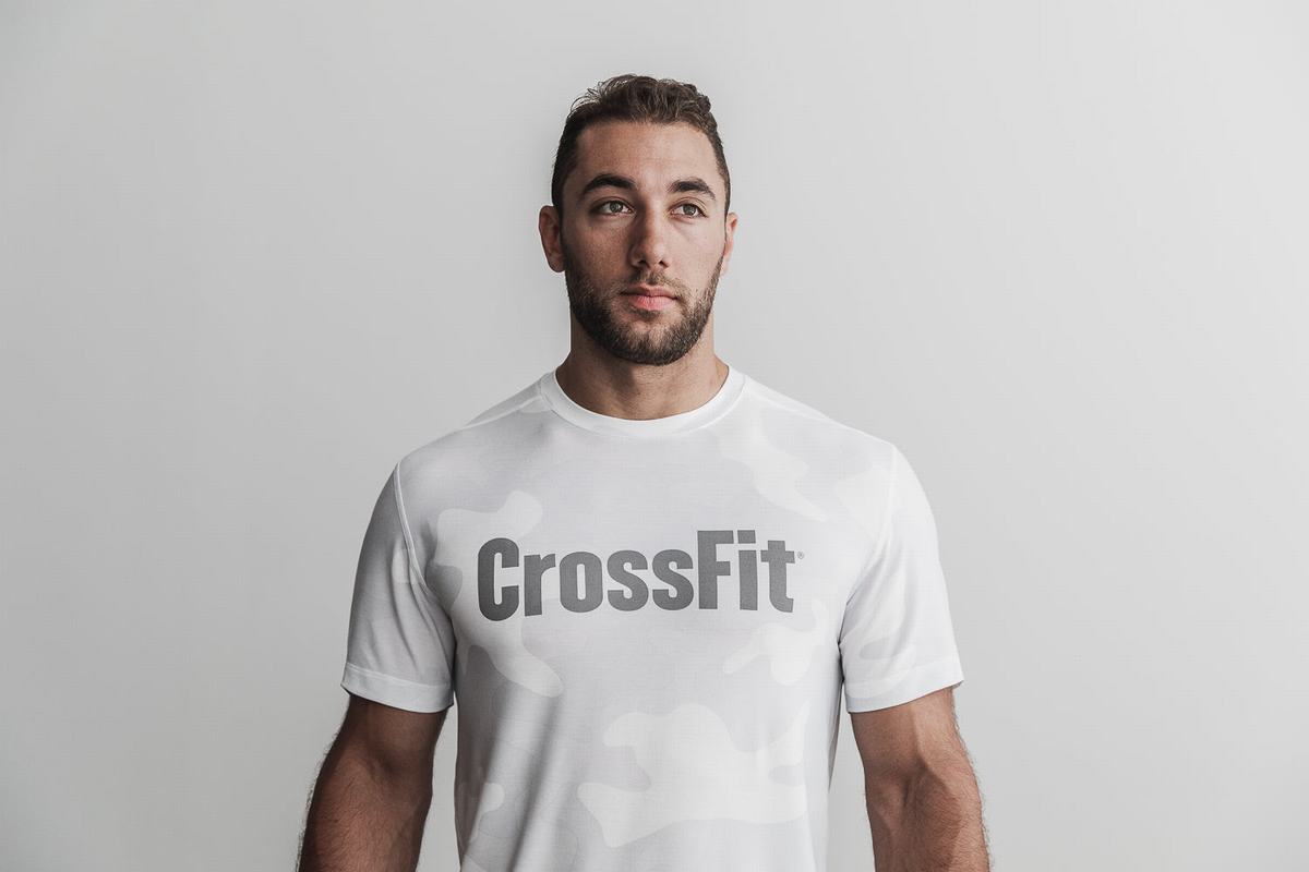 White Camo Men\'s Nobull Crossfit® T Shirts | USA129685