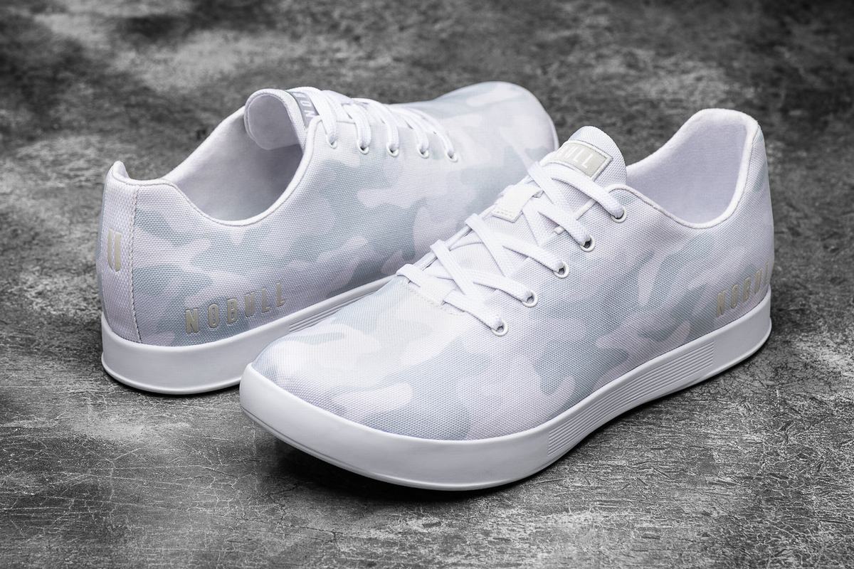 White Camo Women's Nobull Canvas Trainers | USA894073