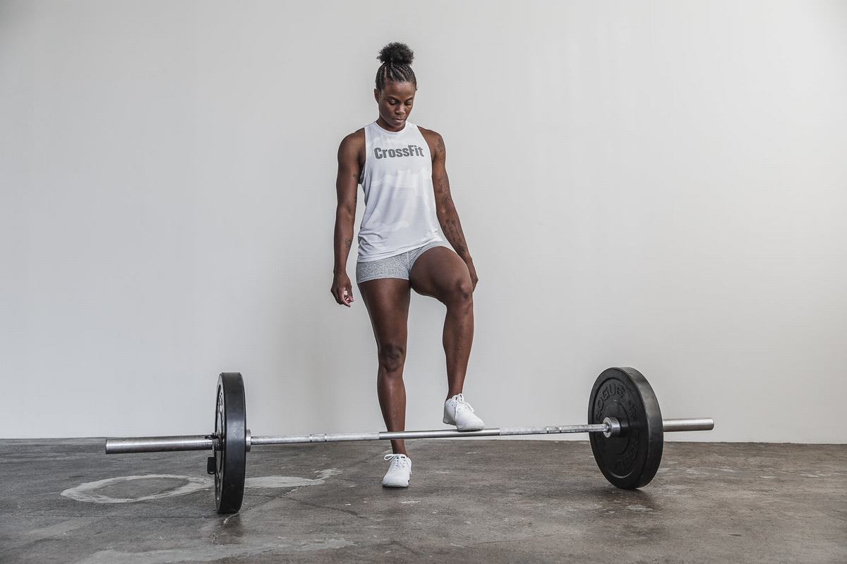 White Camo Women's Nobull Crossfit® High-Neck Tank Tops | USA953047