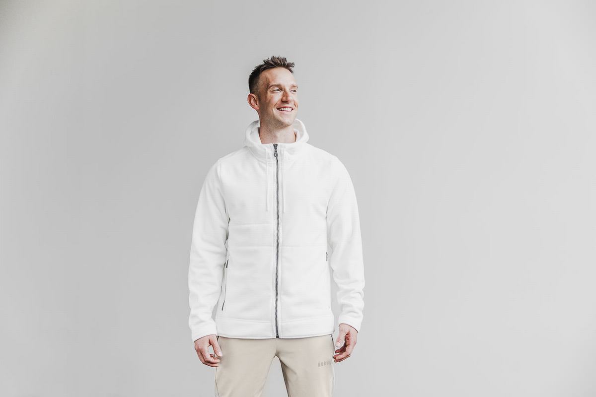 White Men's Nobull Arctic Zip-up Jackets | USA204853