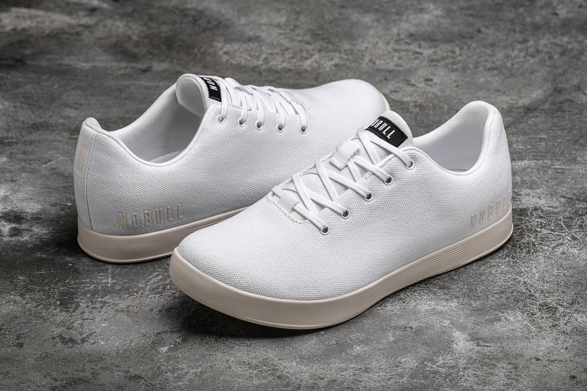 White Men's Nobull Canvas Trainers | USA759318