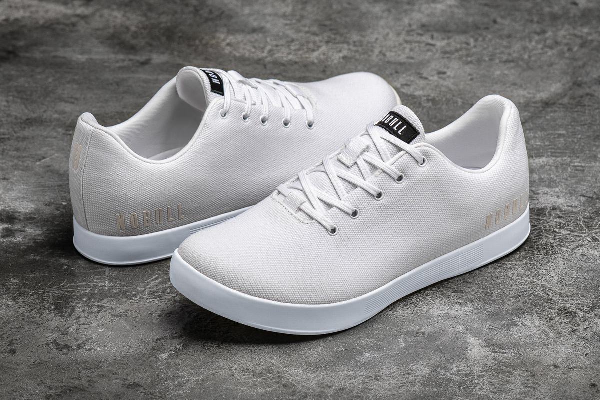 White Men's Nobull Canvas Trainers | USA812043