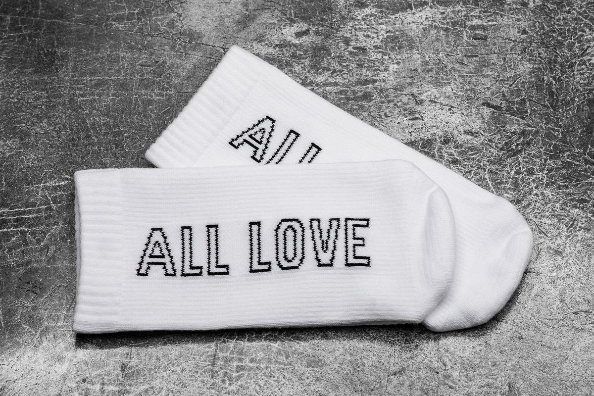 White Men's Nobull Crew All Love Socks | USA150728