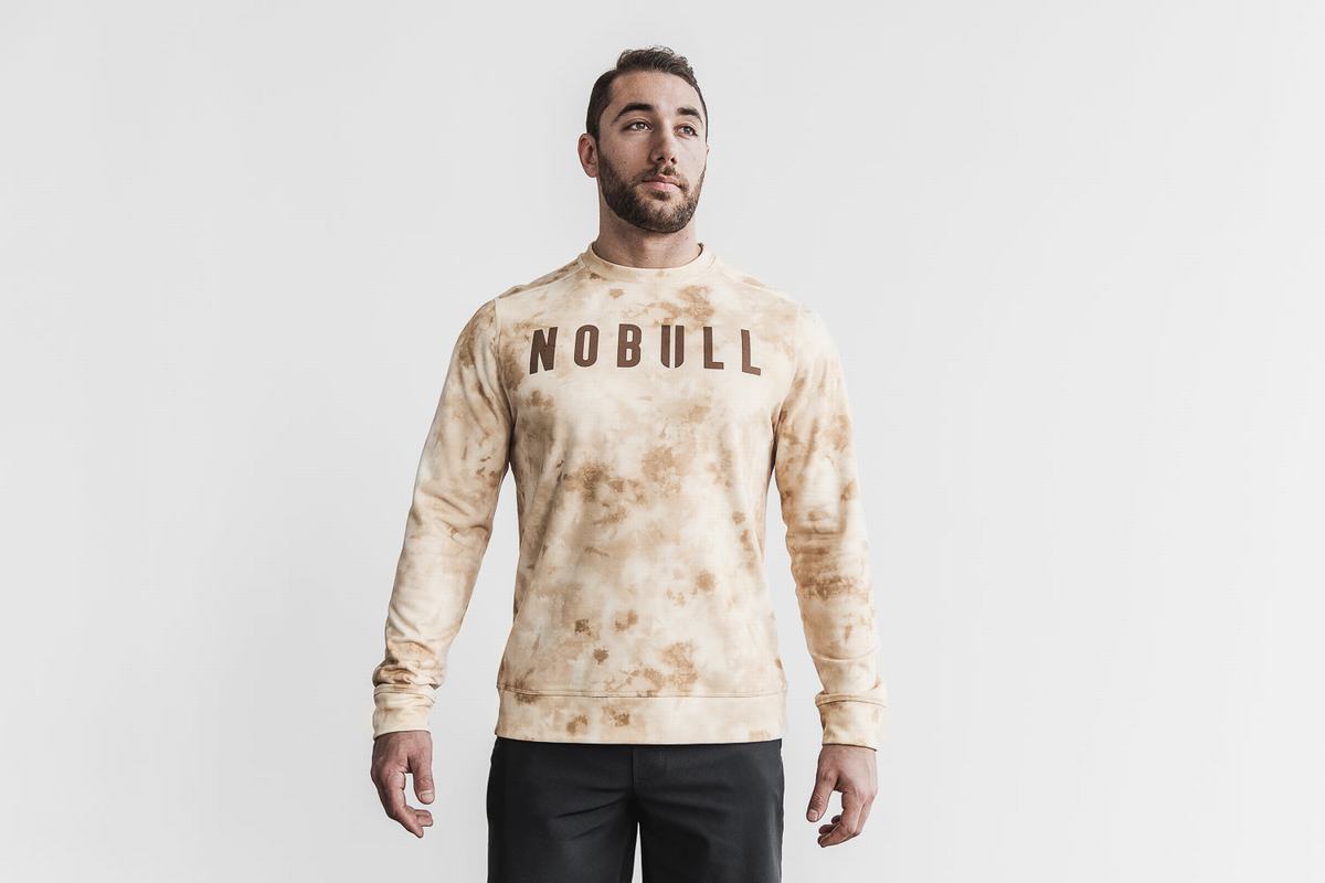 White Men\'s Nobull Crew Tie-Dye Sweatshirts | USA269170