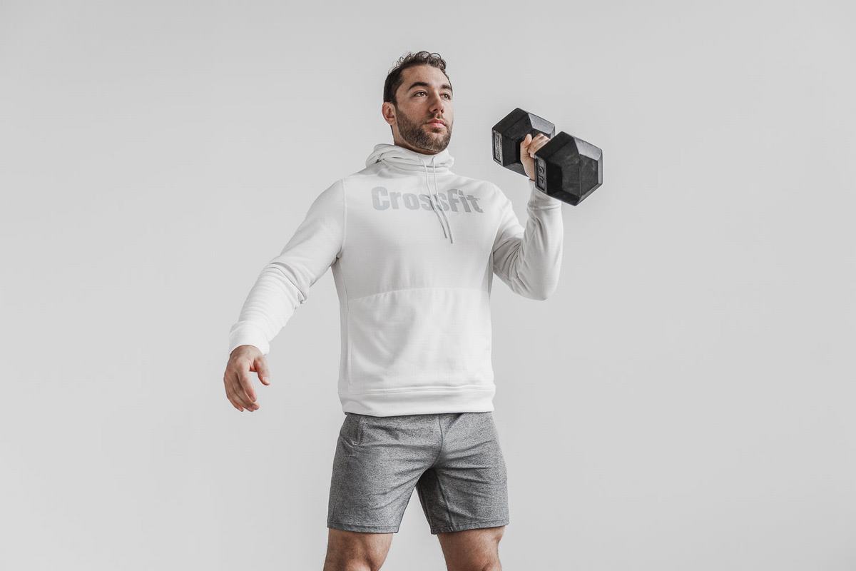 White Men's Nobull Crossfit® Hoodie | USA318902