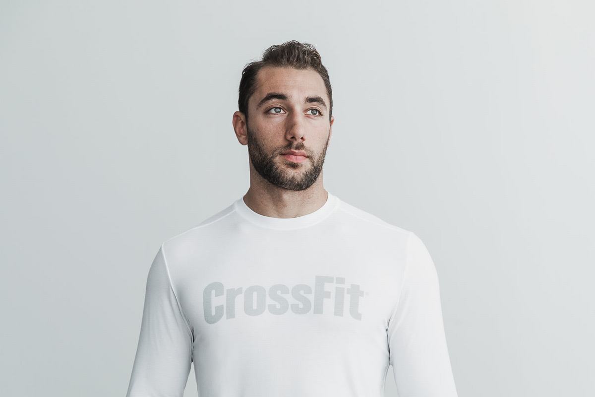 White Men's Nobull Crossfit® Long Sleeves | USA725936