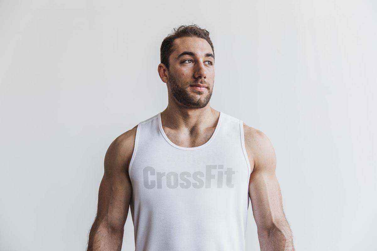 White Men's Nobull Crossfit® Tank Tops | USA438291