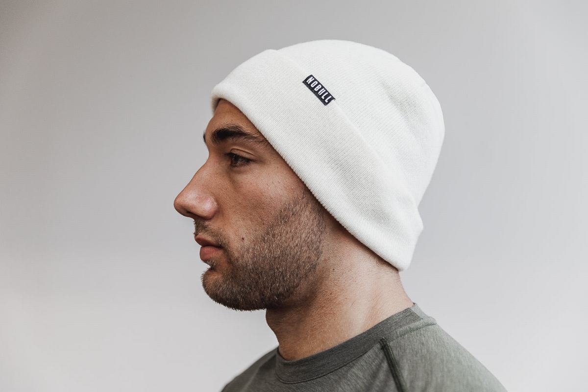 White Men's Nobull Cuffed Beanie | USA761309