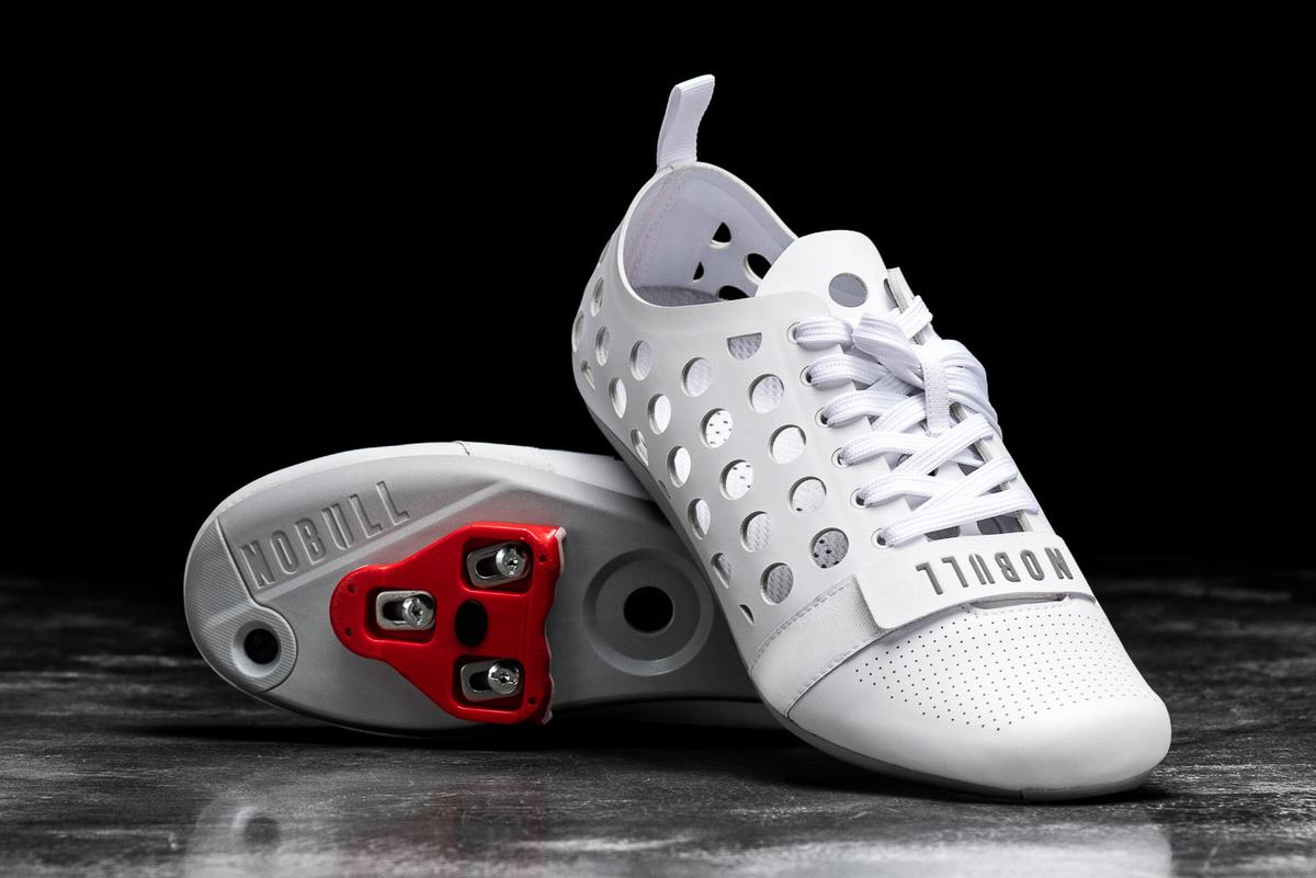 White Men's Nobull Cycling Shoes | USA798216