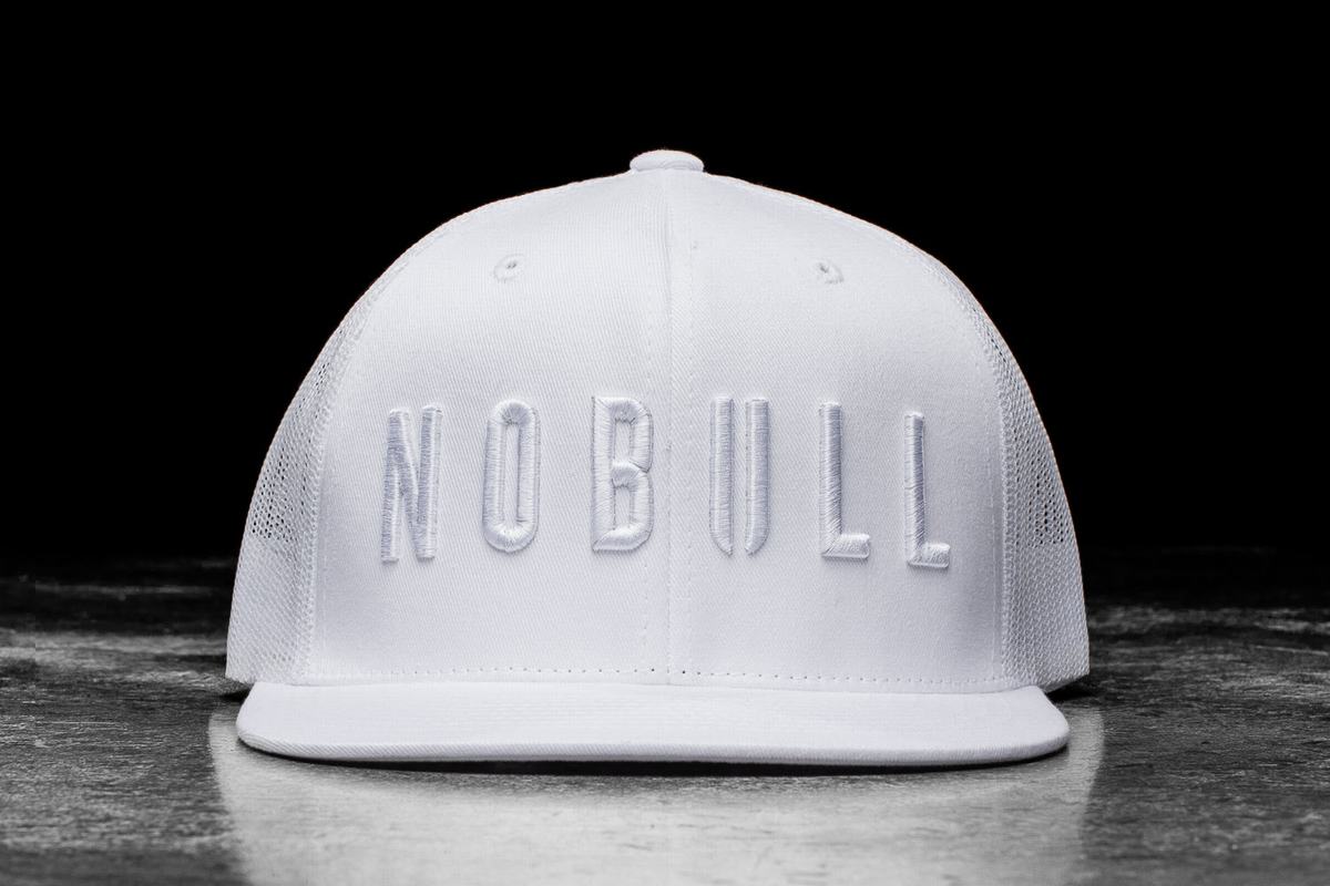 White Men\'s Nobull Flat-Brim Trucker Hats | USA923670