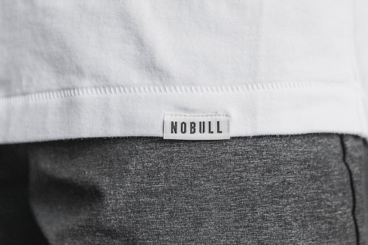 White Men's Nobull Heavyweight Pocket Long Sleeves | USA924568