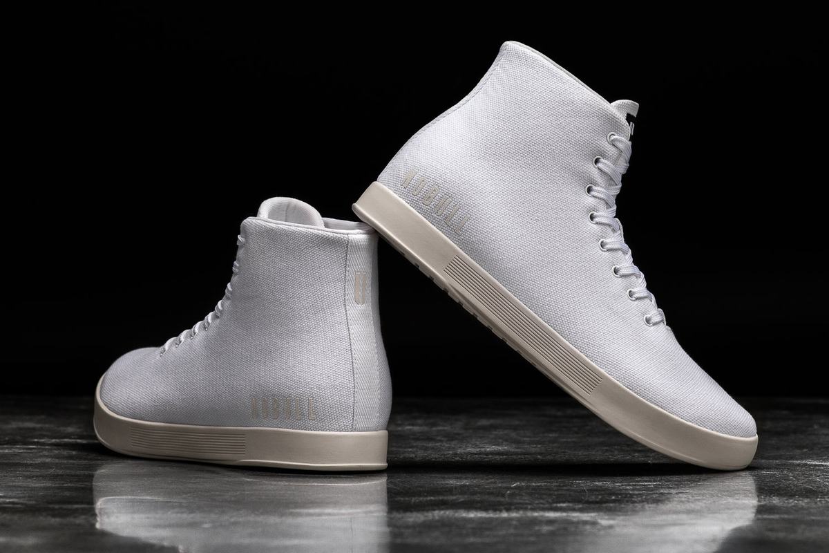 White Men's Nobull High-Top Canvas Trainers | USA017825