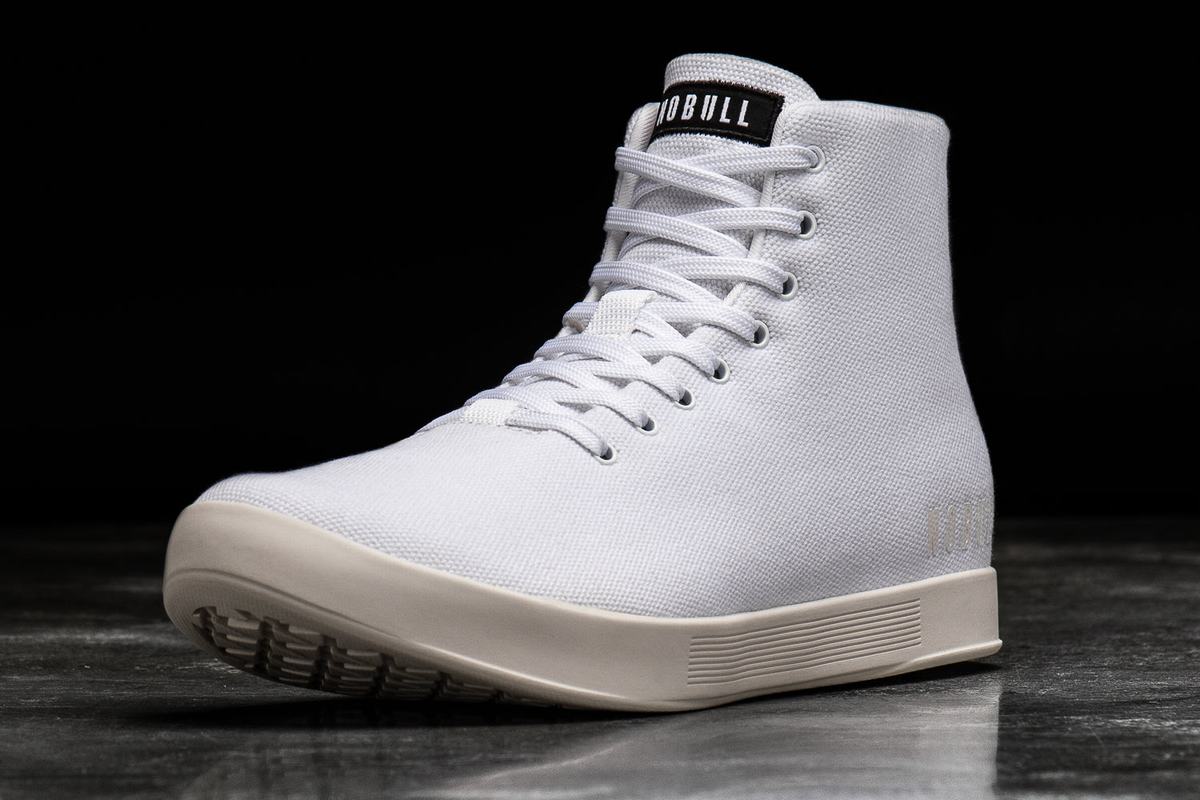 White Men's Nobull High-Top Canvas Trainers | USA017825