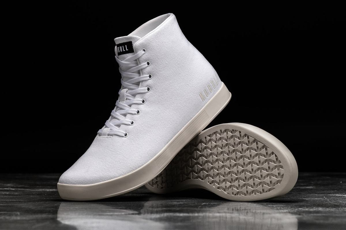 White Men's Nobull High-Top Canvas Trainers | USA017825