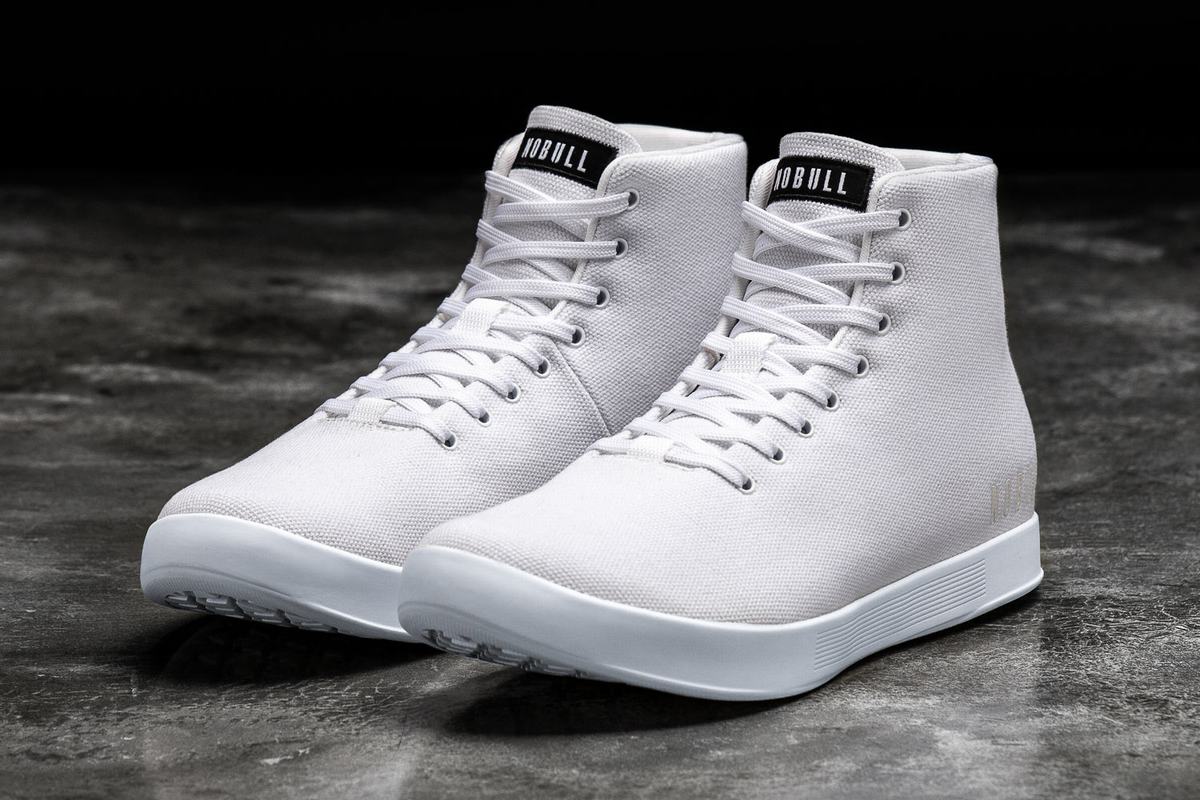 White Men's Nobull High-Top Canvas Trainers | USA759021