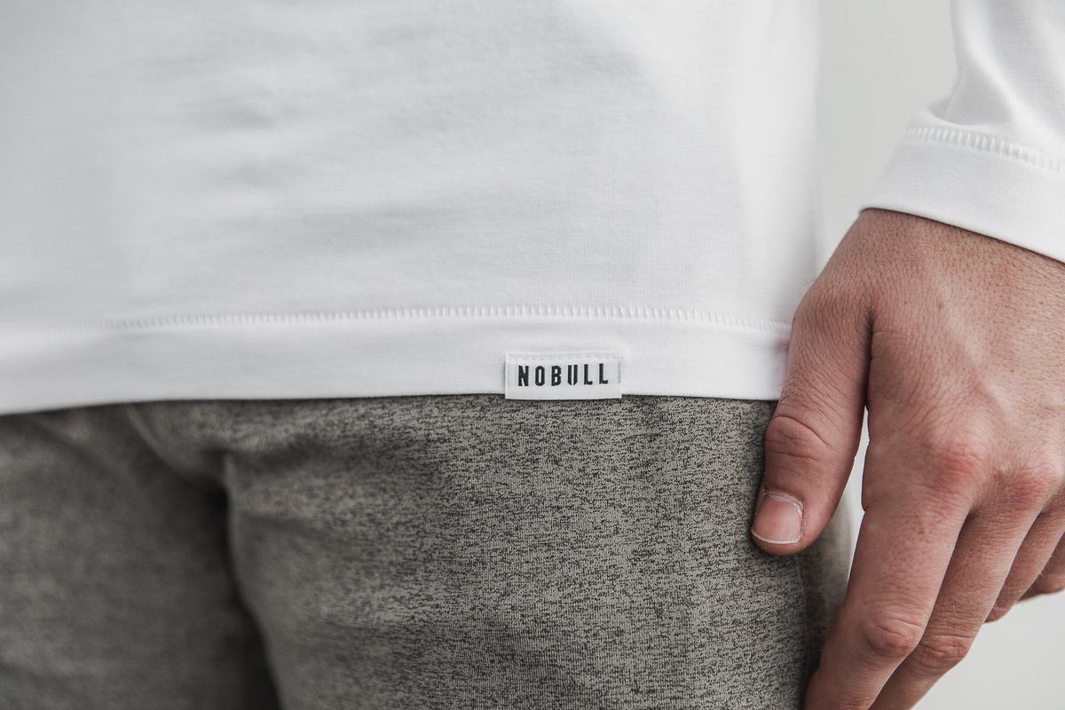 White Men's Nobull Lightweight Long Sleeves | USA087462