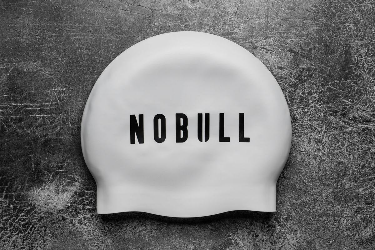 White Men\'s Nobull Long Hair Swim Cap | USA273698