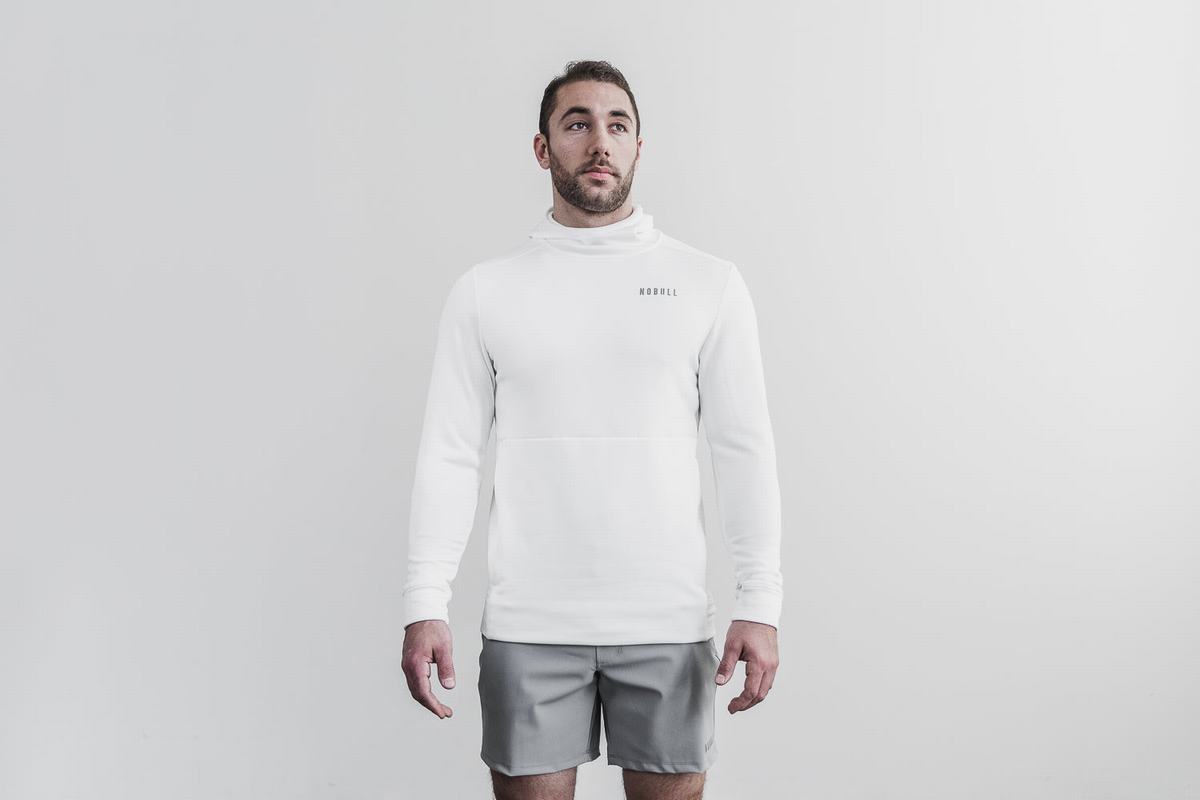 White Men's Nobull Performance Hoodie | USA048751