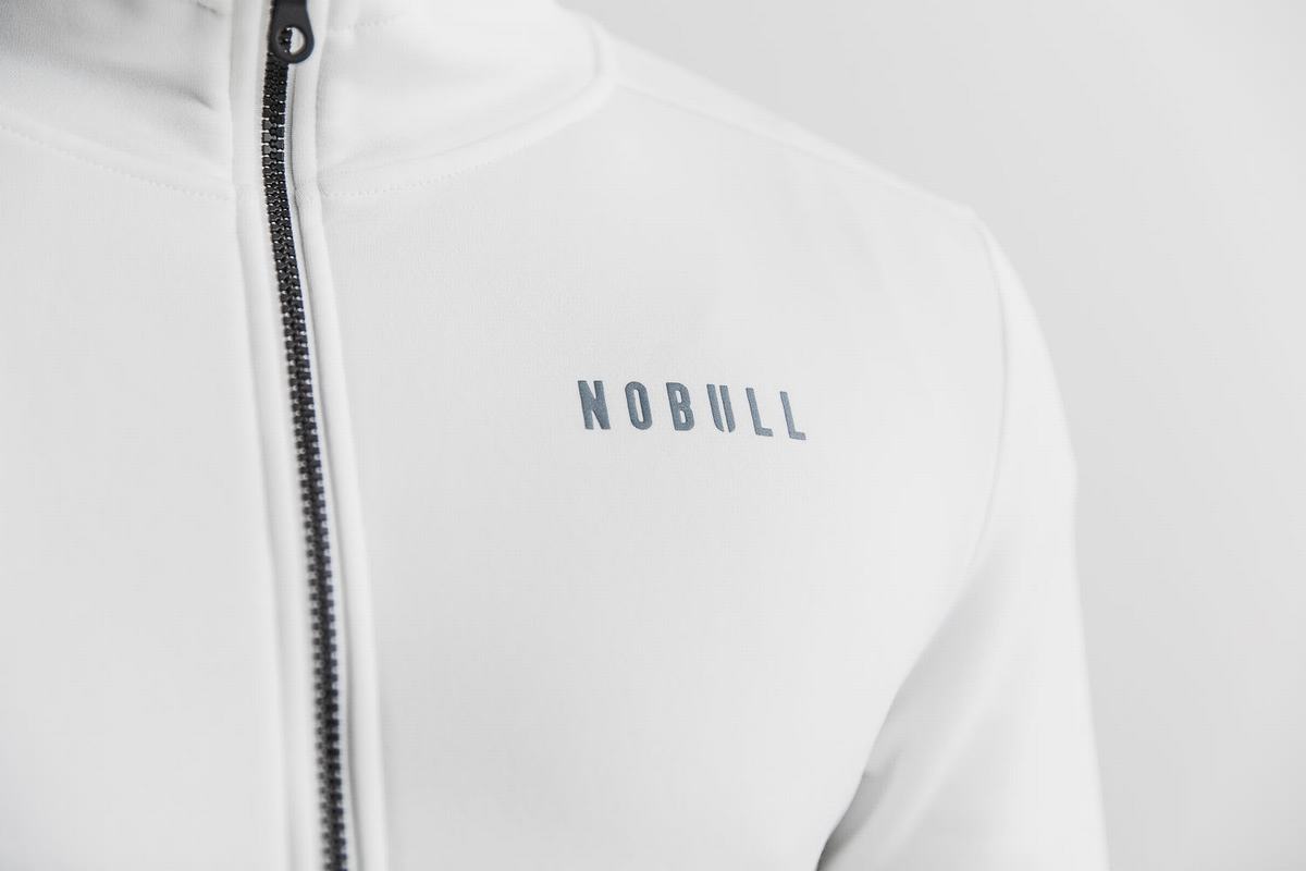 White Men's Nobull Performance Zip-up Hoodie | USA029671