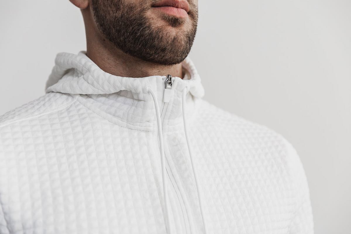 White Men's Nobull Quilted Zip-up Jackets | USA078316