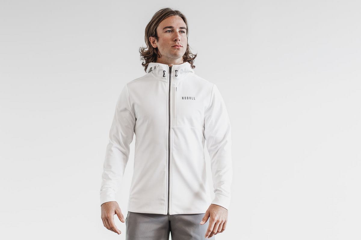 White Men\'s Nobull Softshell Jackets | USA064328