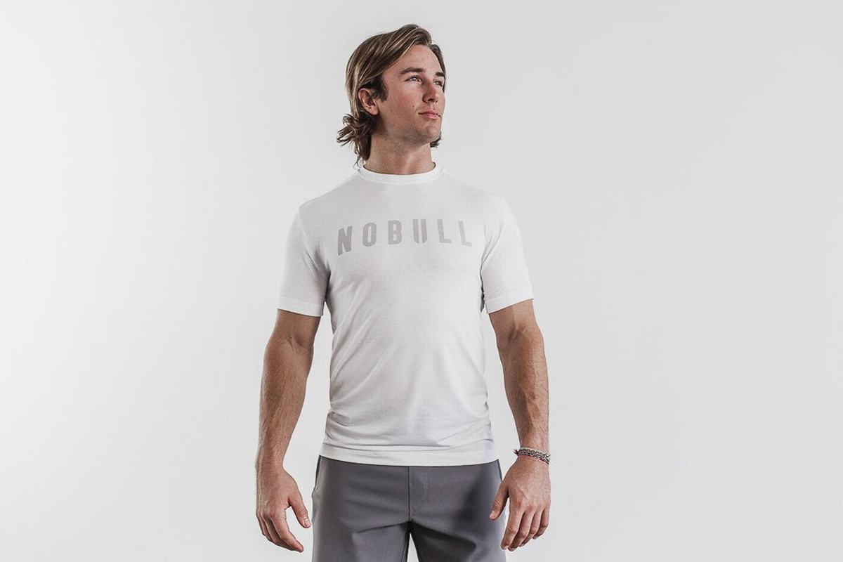 White Men\'s Nobull T Shirts | USA761823