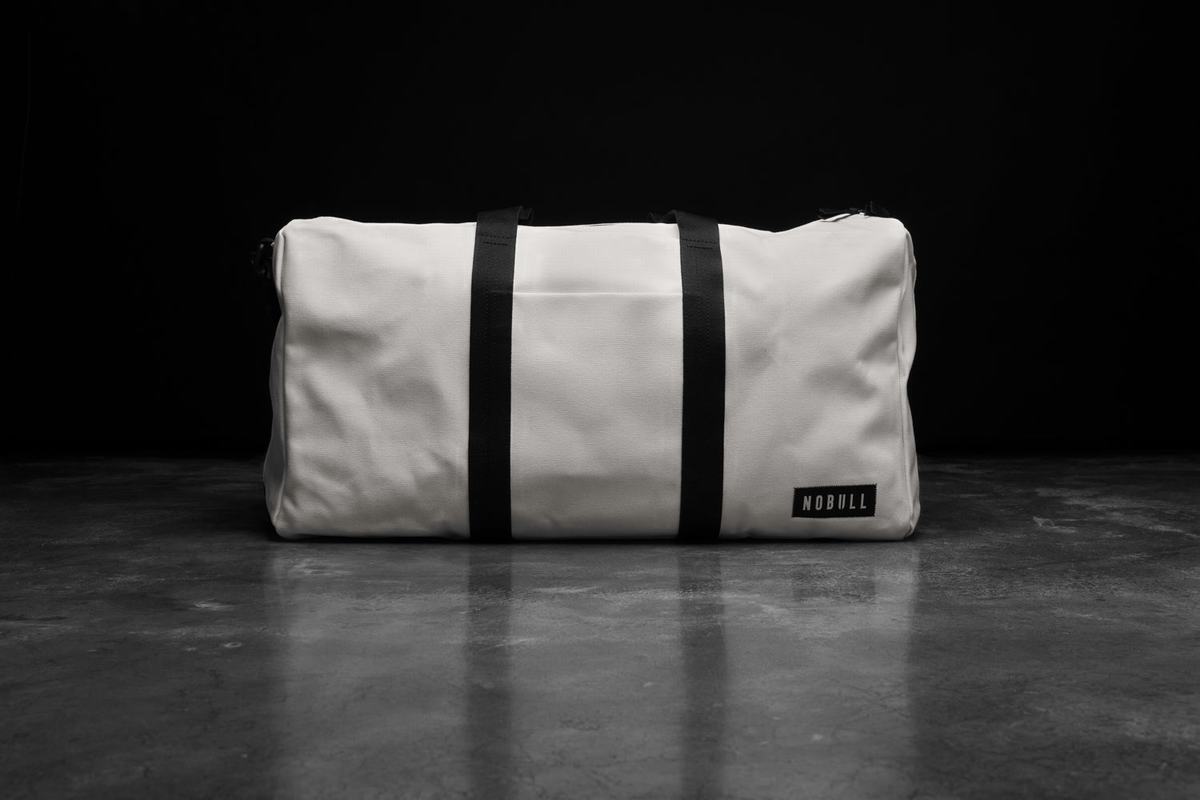 White Men's Nobull Waxed Canvas Duffle | USA460817