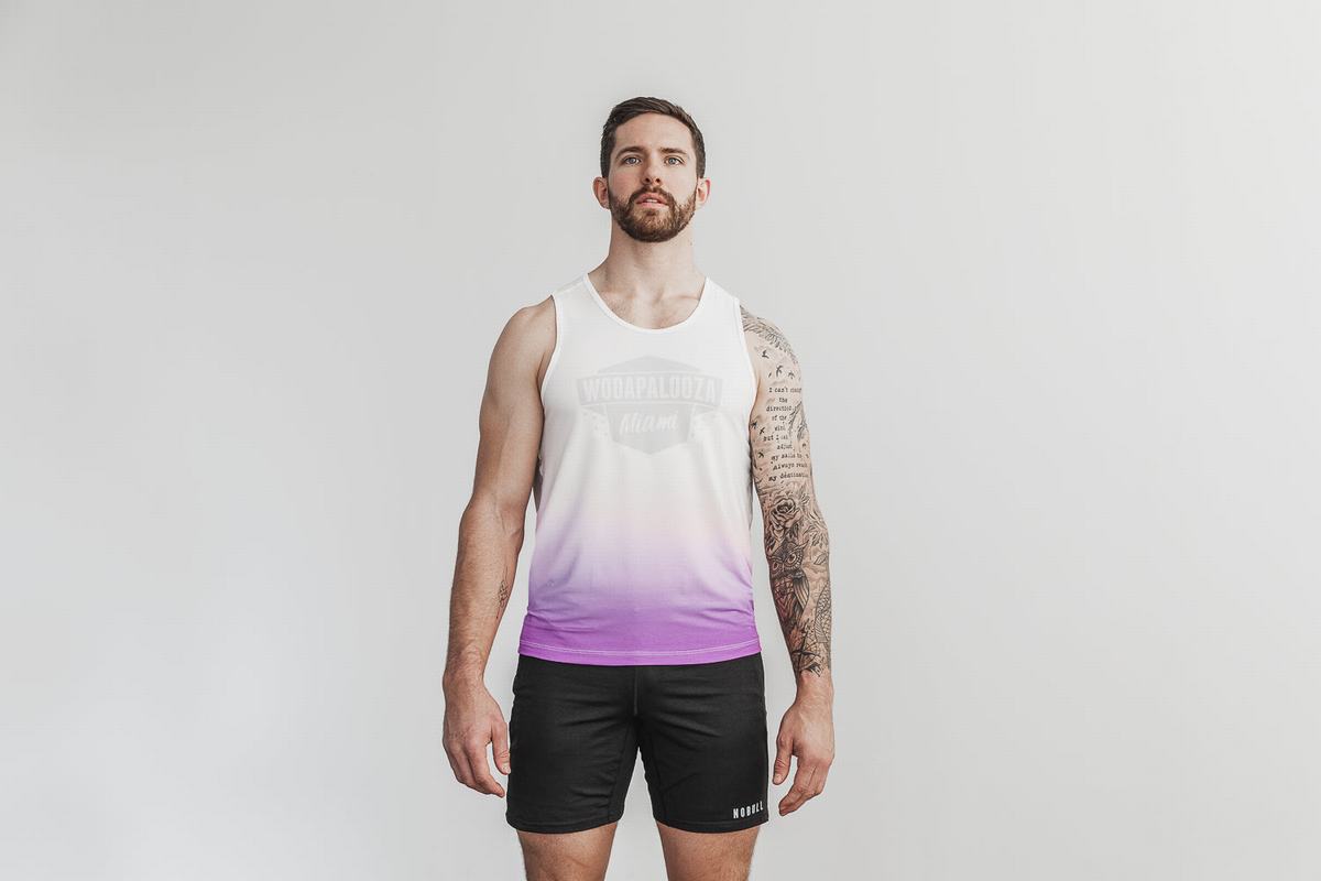 White Men\'s Nobull Wodapalooza Dip-Dye Tank Tops | USA904621