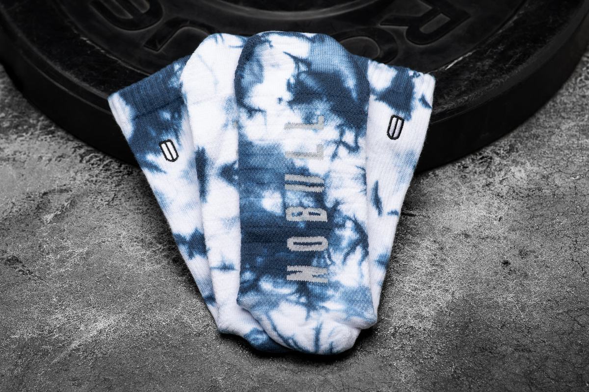 White Navy Men\'s Nobull Crew Tie-Dye Socks | USA498751