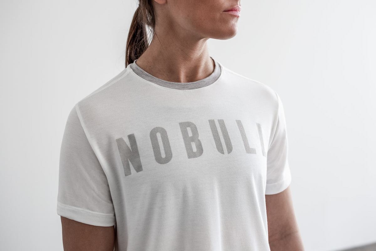 White Women's Nobull Boxy T Shirts | USA729084