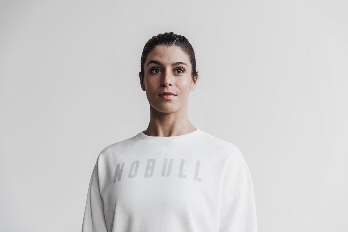 White Women\'s Nobull Crew Sweatshirts | USA420763