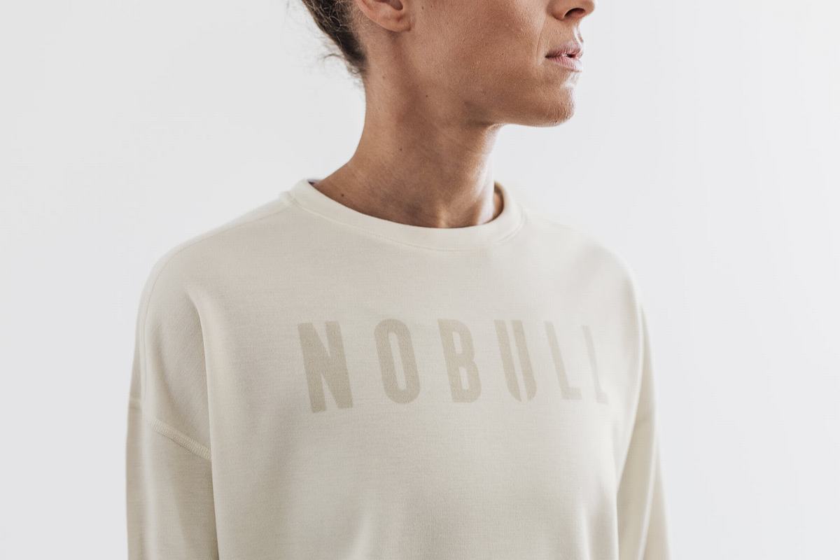 White Women's Nobull Crew Sweatshirts | USA485963