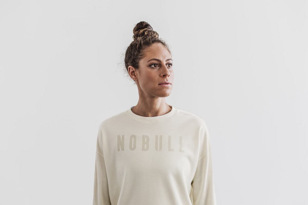 White Women\'s Nobull Crew Sweatshirts | USA485963