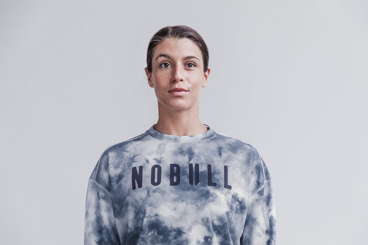 White Women's Nobull Crew Tie-Dye Sweatshirts | USA894657