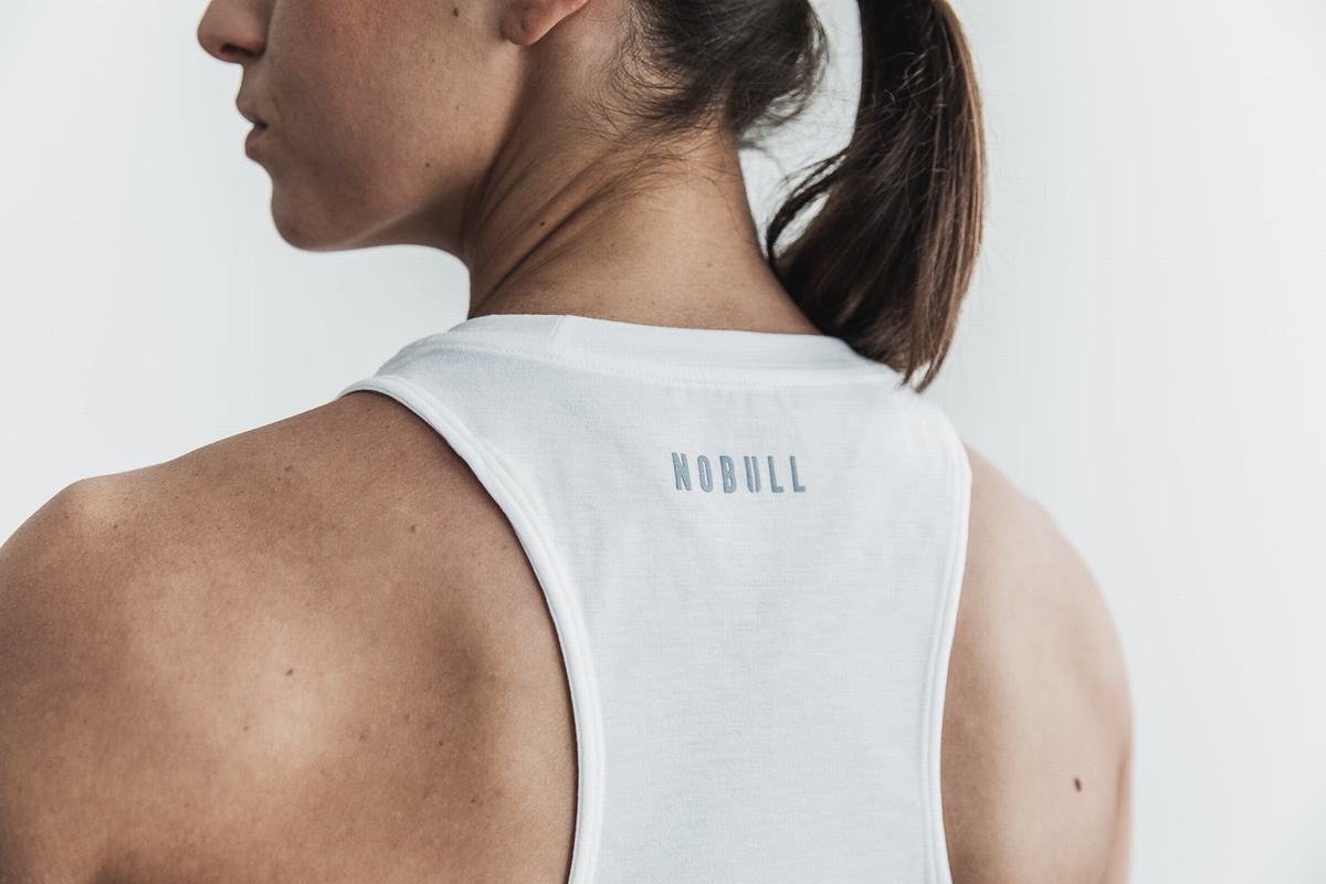 White Women's Nobull Crossfit® High-Neck Tank Tops | USA279483