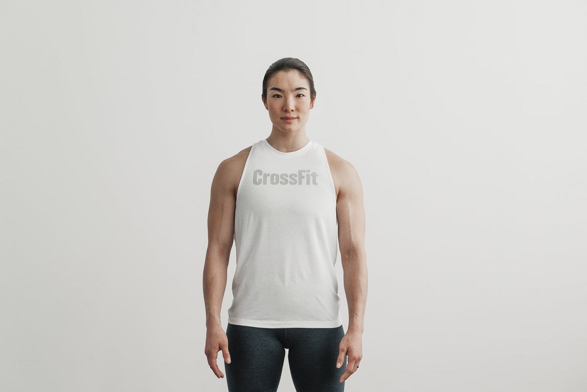 White Women\'s Nobull Crossfit® High-Neck Tank Tops | USA279483