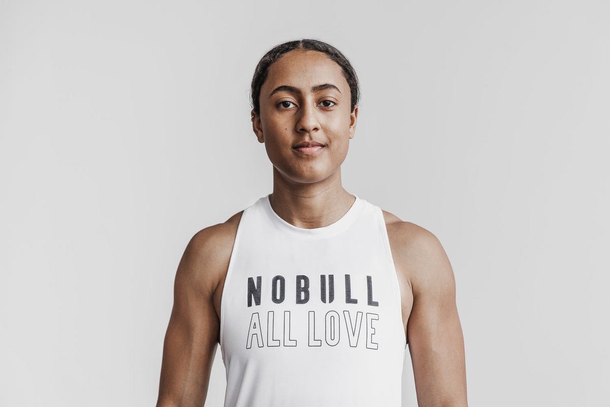 White Women's Nobull High-Neck All Love Tank Tops | USA743186