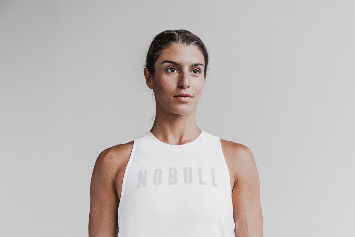 White Women\'s Nobull High-Neck Classic Colors Tank Tops | USA742803