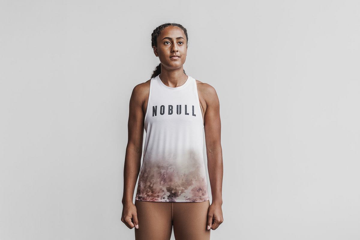 White Women\'s Nobull High-Neck Dip-Dye Tank Tops | USA451368