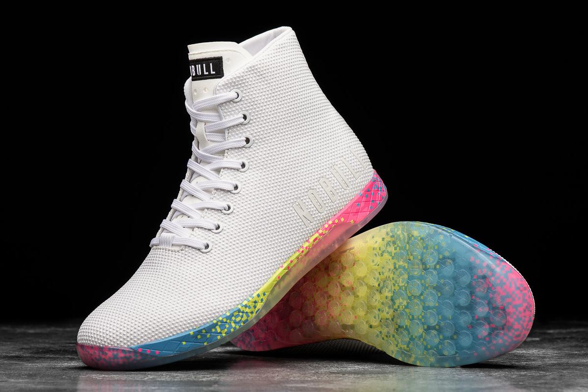 White Women's Nobull High-Top Neon Trainers | USA810592